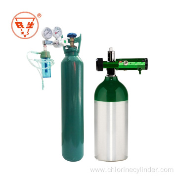 Empty seamless 40L oxygen gas cylinders with regulators